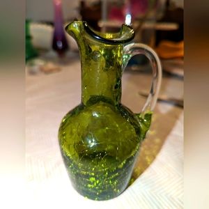 vintage pilgrim hand blown glass pitcher